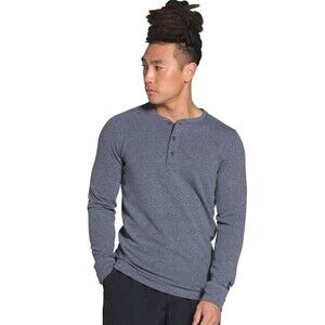 The North Face Terry Long Sleeve Henley Shirt Gray Pullover Mens Size 2XL